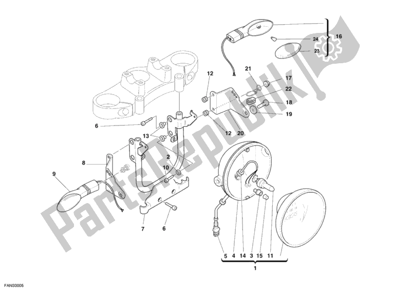 Wszystkie części do Reflektor Ducati Monster S4 RS USA 1000 2006